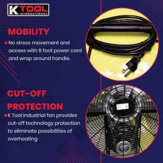 K Tool 42-Inch Belt-Drive Drum Fan - KTI77743