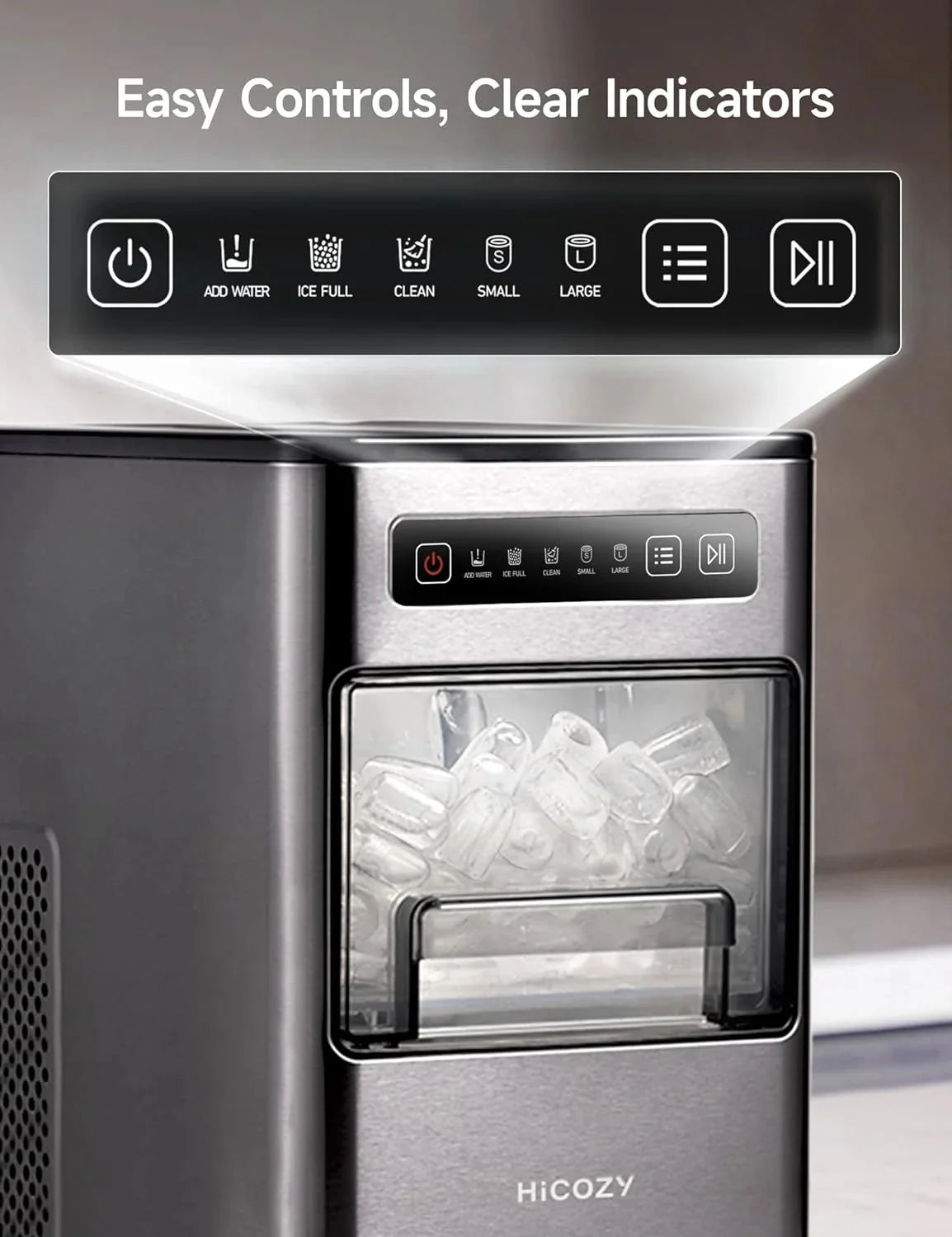 HiCOZY Portable Countertop Ice Maker With Ice Scoop - 24 lbs/Day, Ice in 6 Mins