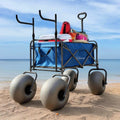 CRESTWALKER Beach Cart With 13in Balloon Wheels, Chair Racks And Pump - Beach Wagon