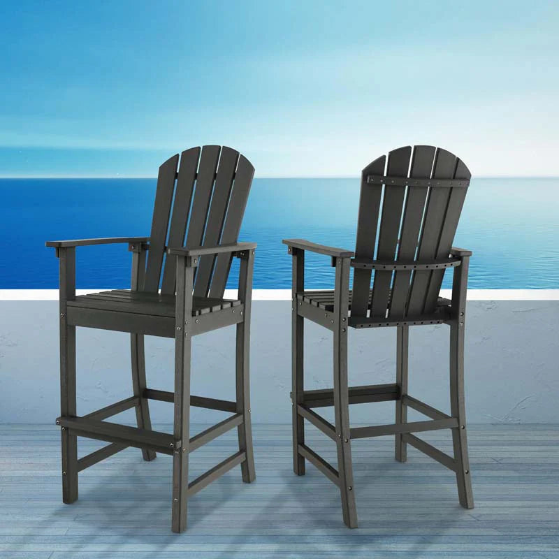 Outdoor HDPE Tall Adirondack Counter Height Bar Stool With Armrests And Footrest - 30Quot