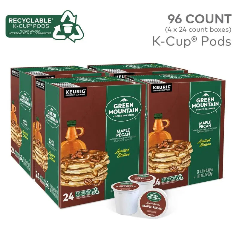 Green Mountain Coffee Roasters Maple Pecan Coffee K-Cup Pods, Light Roast, 96 Count, 4 Packs Of 24