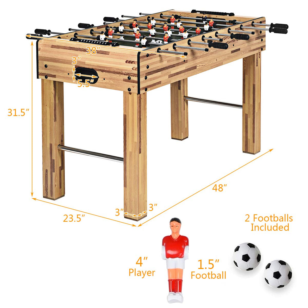 48-Inch Foosball Table With 22 Players - Brown Or Nature