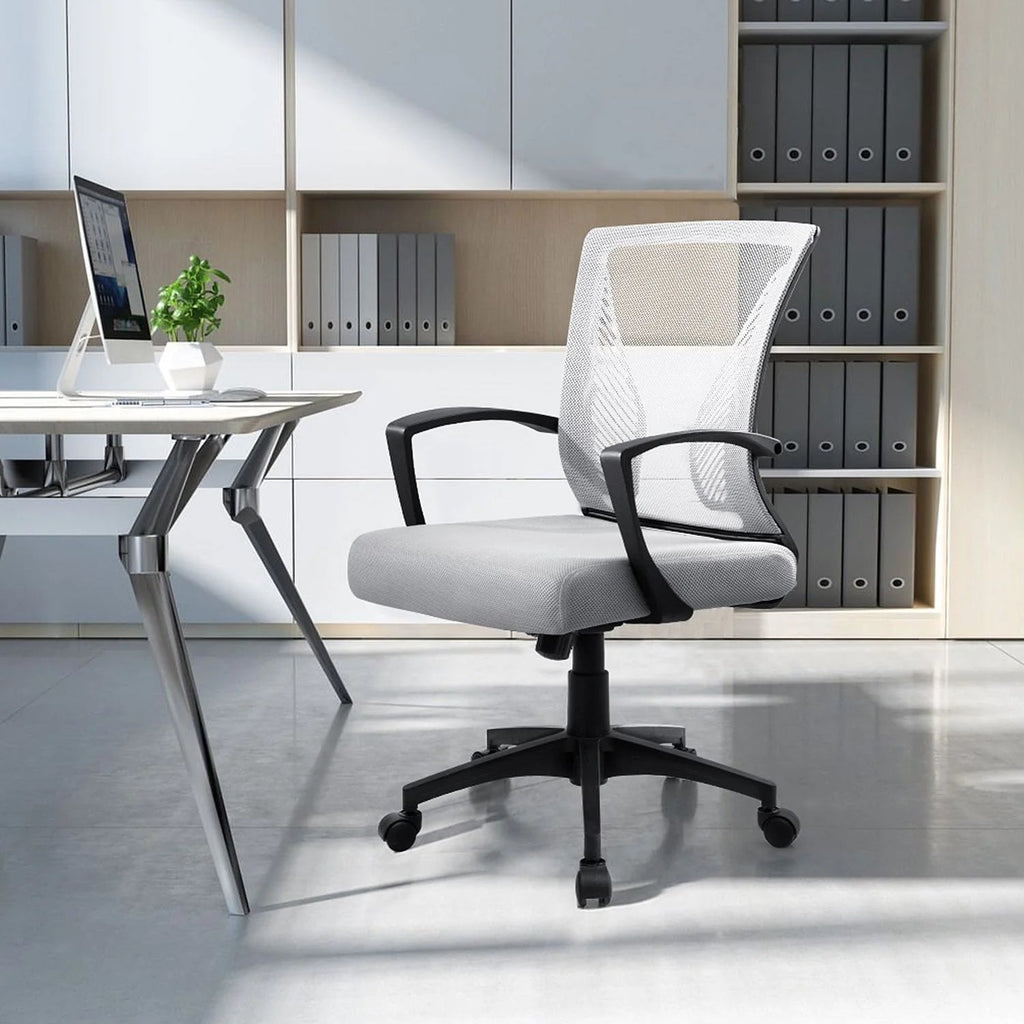Ergonomic Mesh Mid-Back Office Chair With Adjustable Lumbar Support, 300 lbs Capacity
