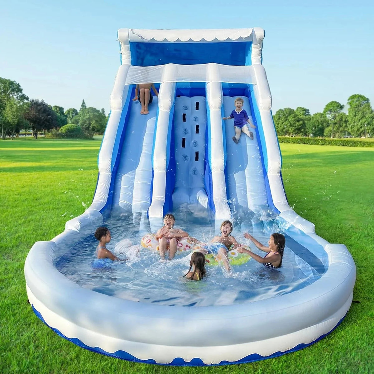 CHUNNIAN Inflatable Water Slide Bounce House 20.6x9.5x9.3 Ft Blue With Blower