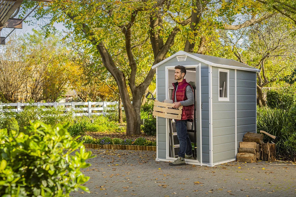 Keter Manor DD 6 X 8 Foot Outdoor Storage Shed, Grey - 213413