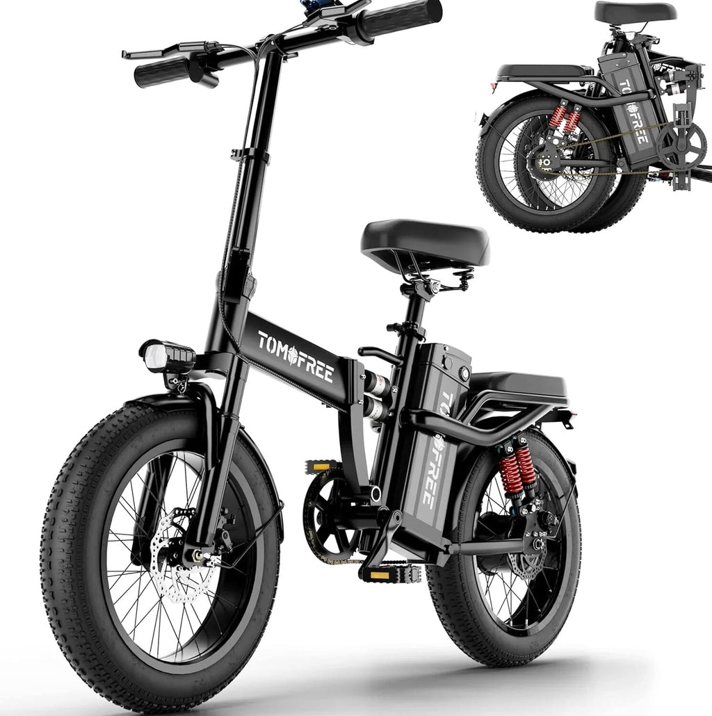 Tomofree Folding Electric Bike For Adults, 1200W, 48V 20Ah, 16 x 3in Tire, 330lbs, Black - T1