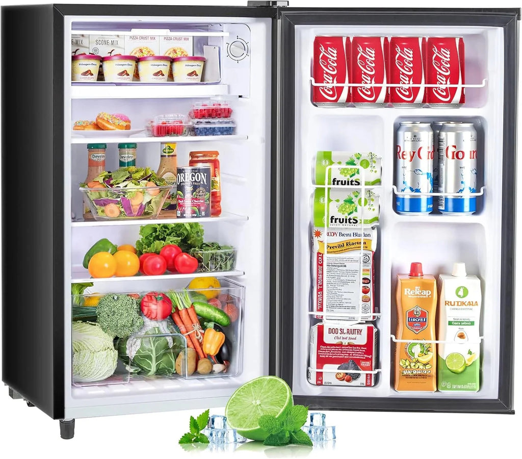 Simenmax Single Door Mini Fridge, 3.2 Cu. Ft., Silver