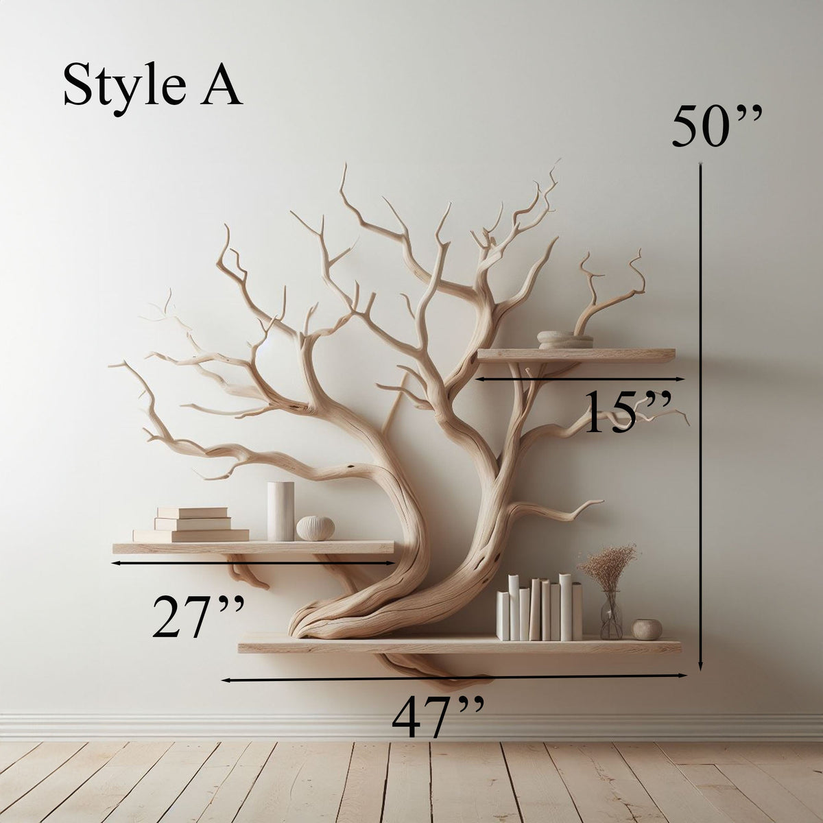 Artistic Tree Branch Floating Shelf Driftwood Art Decor - view 2