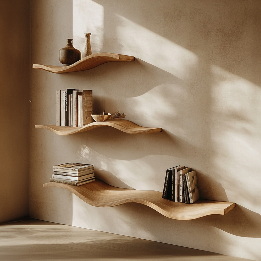 Custom Wood Floating Shelves Living Room New Year Home Decor - view 2
