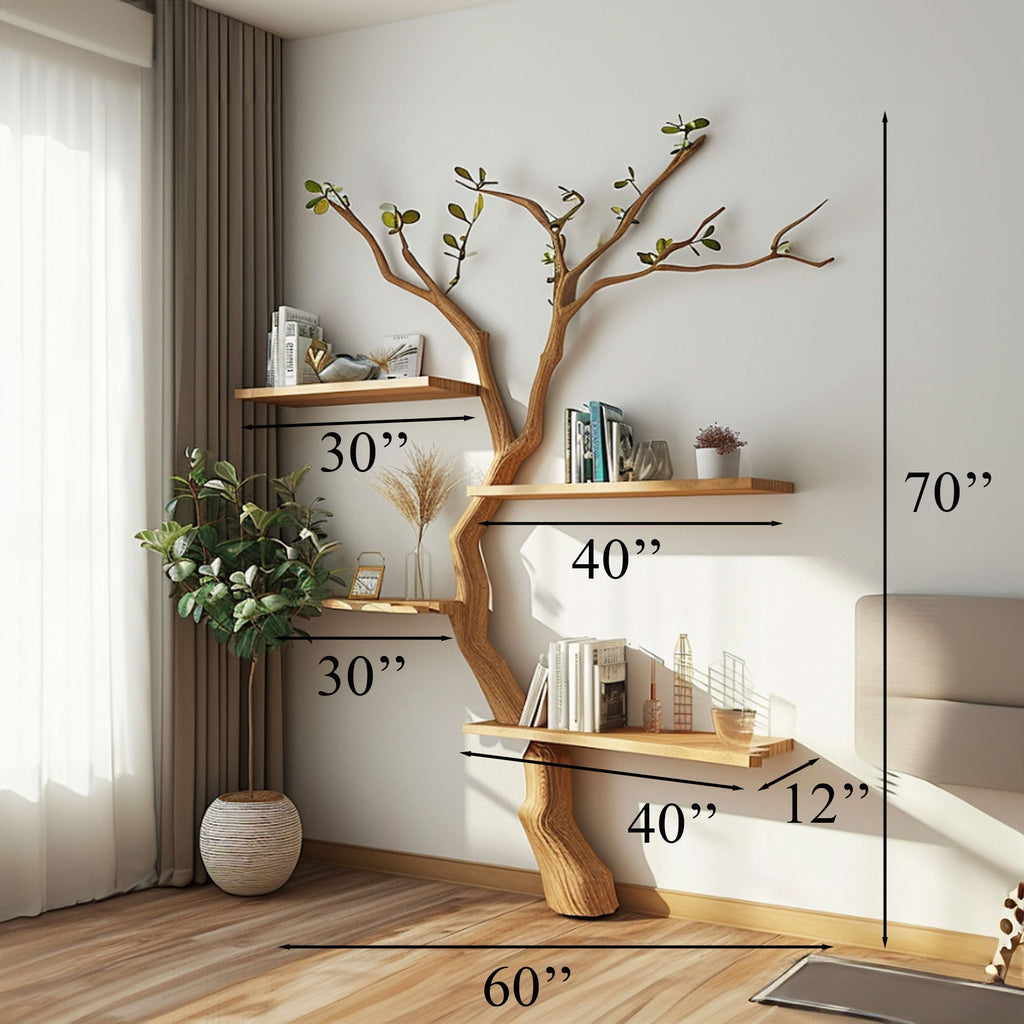 Custom Tree Branch Floating Shelves Bookcase