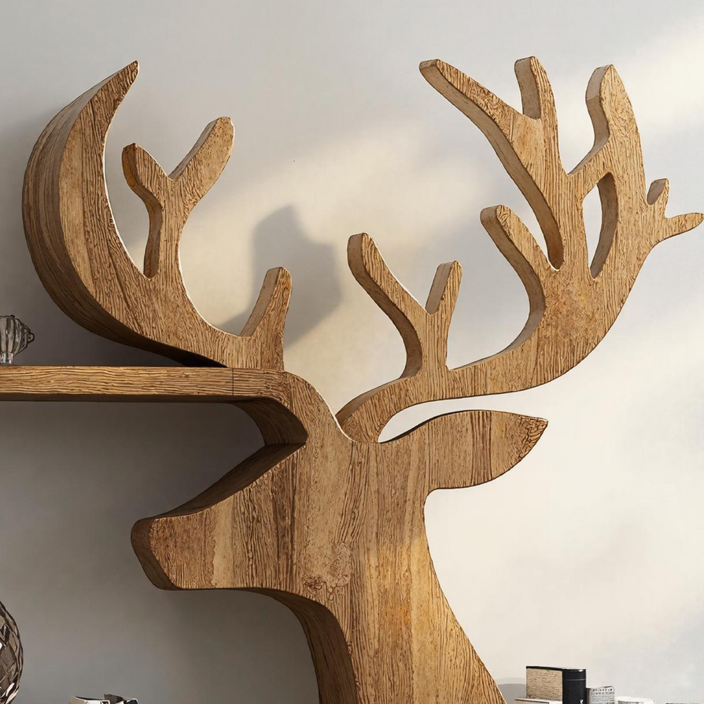 Decorative Wooden Deer Shelf For Cabin Style Homes - view 4