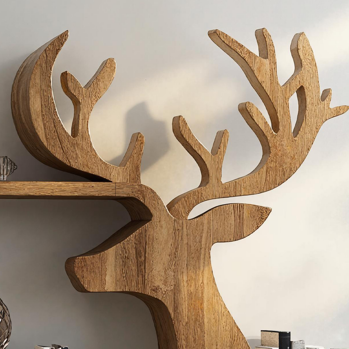 Decorative Wooden Deer Shelf For Cabin Style Homes - view 4