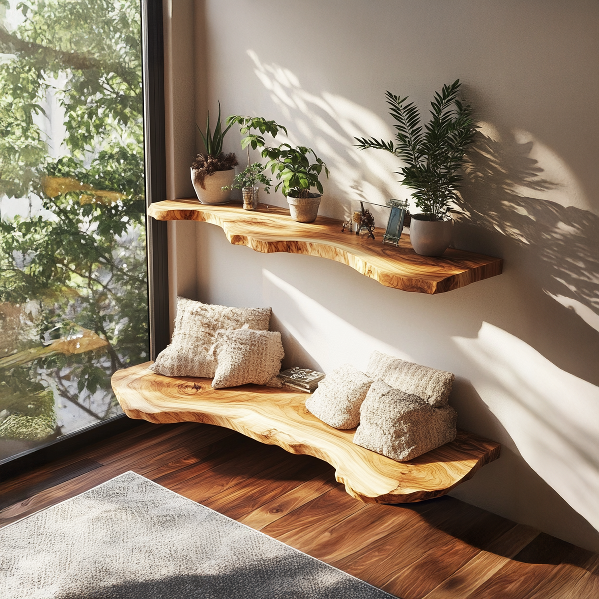 Decorative Floating Shelves Handmade Solid Wood Decor Home Gift - view 3