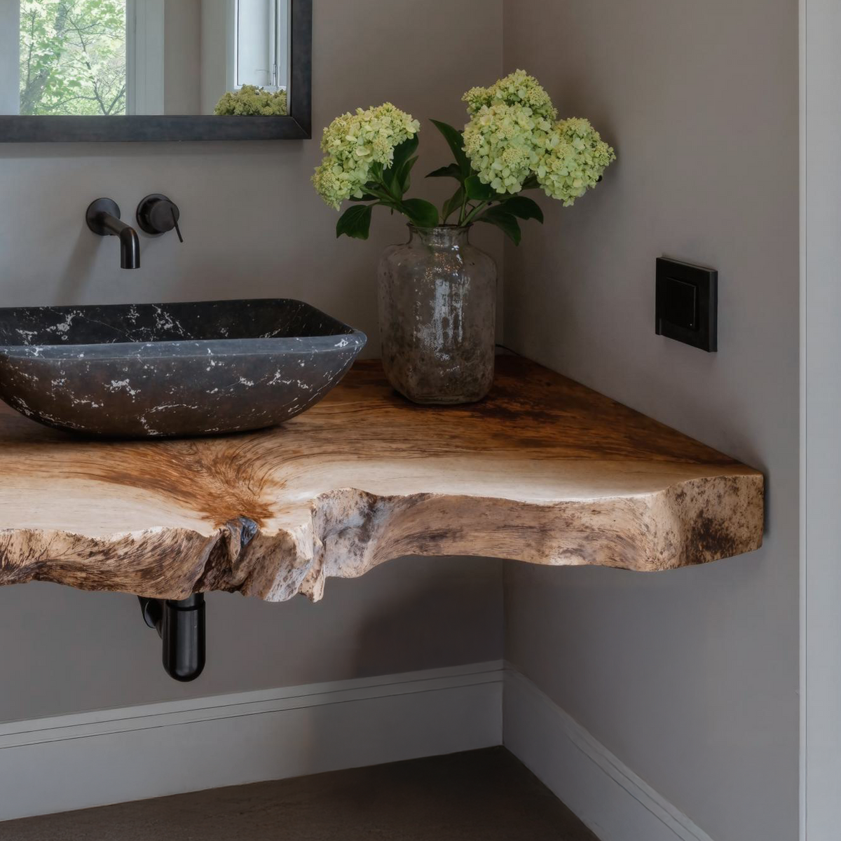 Elegant Farmhouse Bathroom Floating Shelf With Natural Wood - view 4