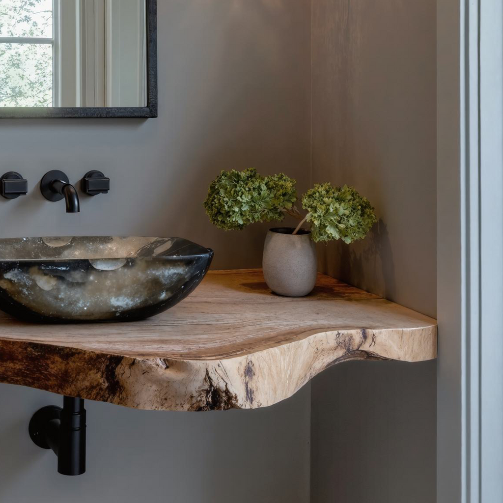 Custom Rustic Floating Bathroom Vanity Shelf With Rustic Charm - view 4