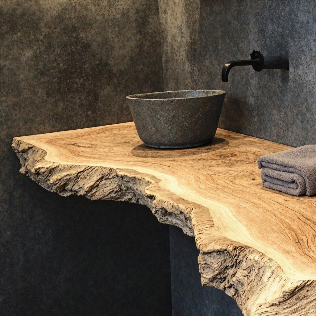 Bathroom Vanity Floating Shelf With Elegant Wooden Finish