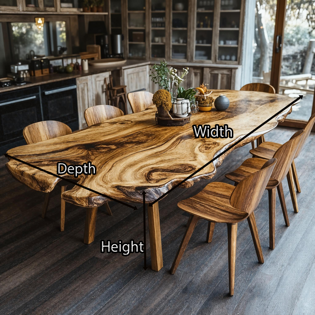 Farmhouse Curved Edge Wooden Dining Table For Family Dinners - view 5