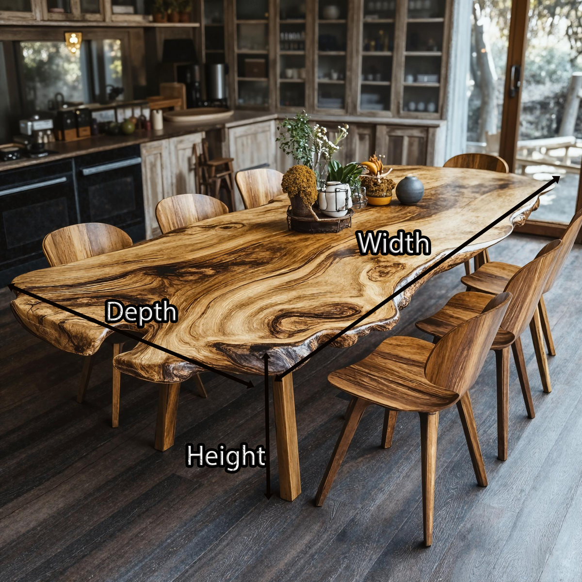 Farmhouse Curved Edge Wooden Dining Table For Family Dinners - view 5