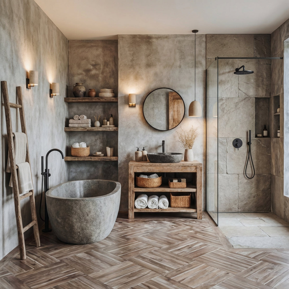 Custom Wood Vanity Bathroom - view 2