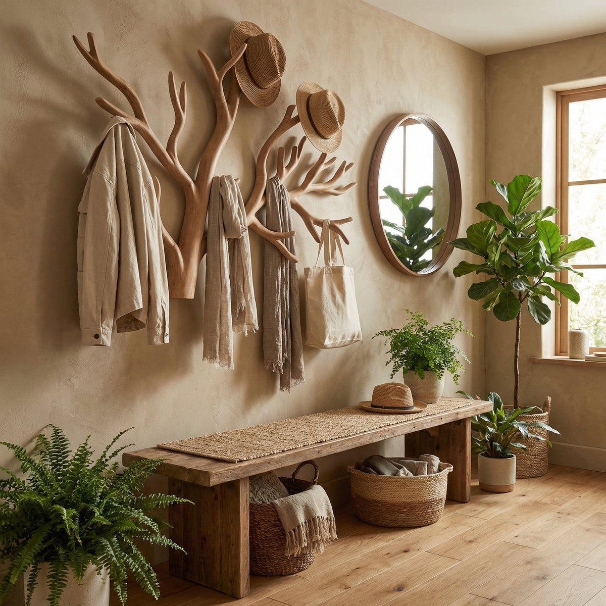 Custom Wood Coat Rack Driftwood Hanging Clothes - view 4