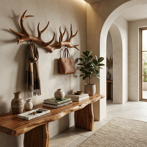 Antler Coat Rack Rustic Wood Wall Hanger Custom Gift