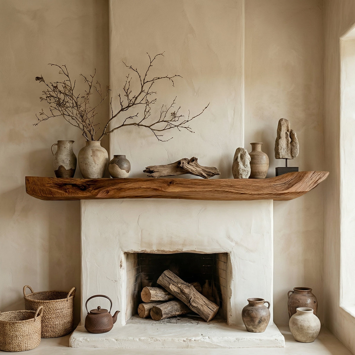 Boho Kitchen Floating Shelf Natural Edge Wooden Shelf For Wall Storage - view 4