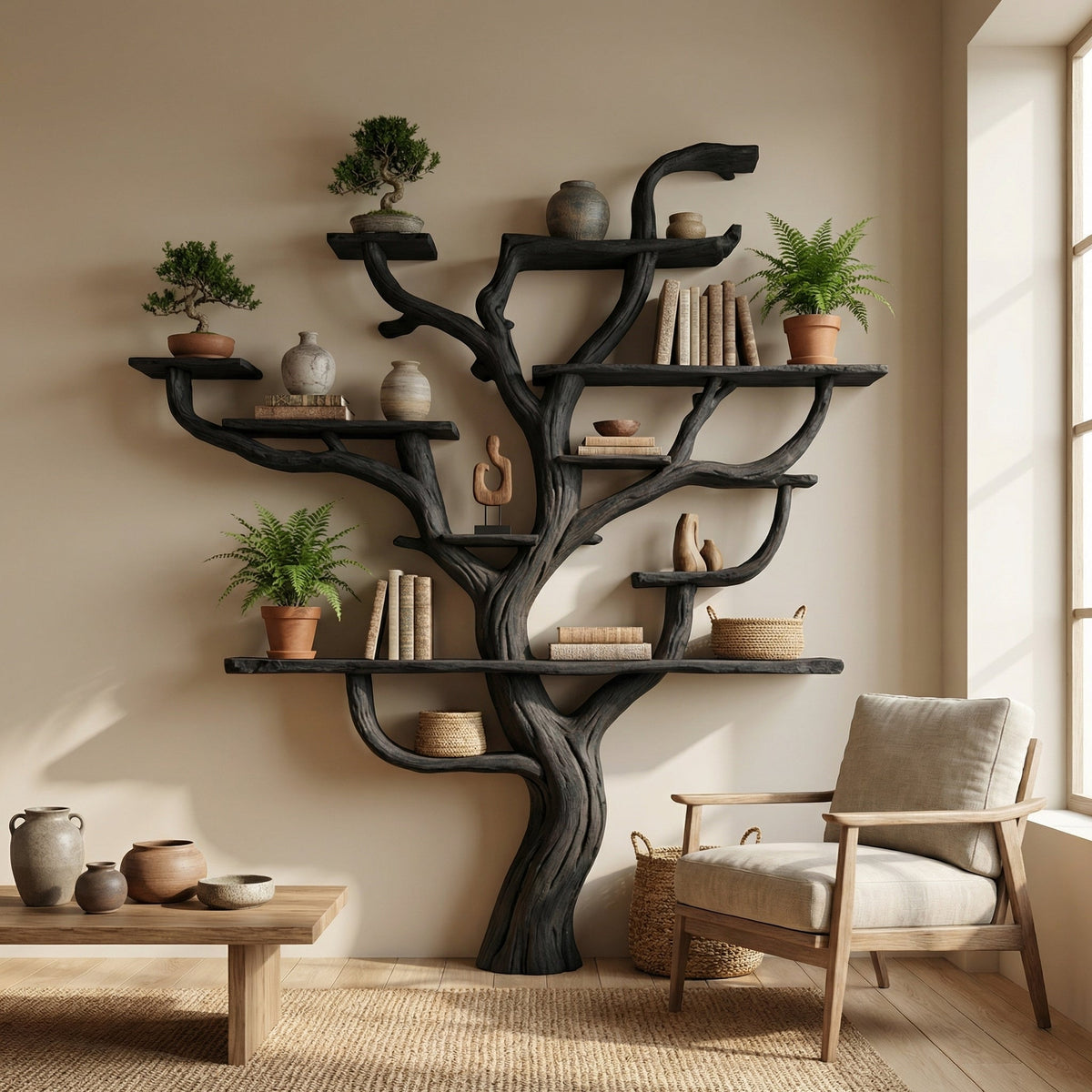Corner Branch Shelf Wood Bookcase Wall Mounted - view 4