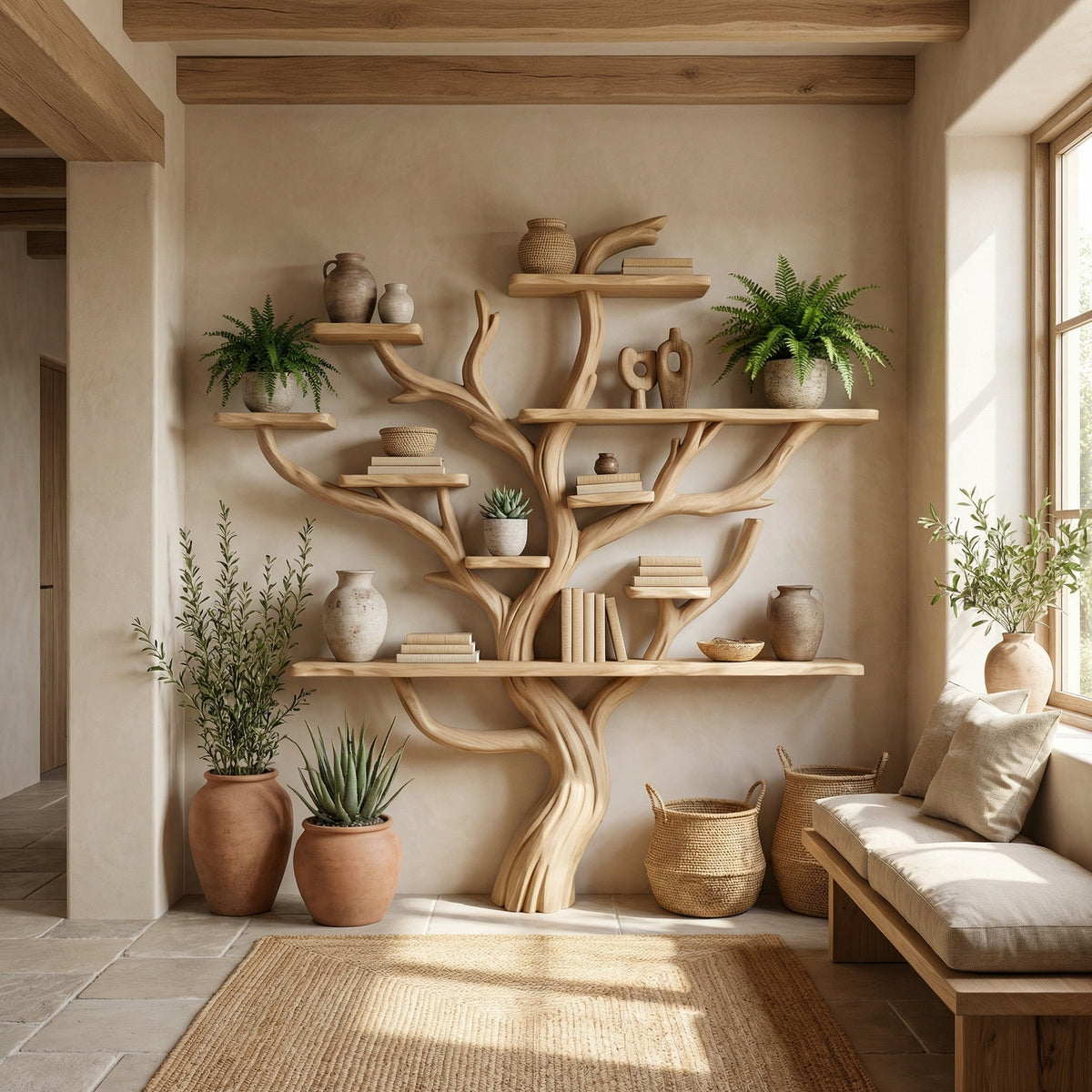 Corner Branch Shelf Wood Bookcase Wall Mounted - view 5