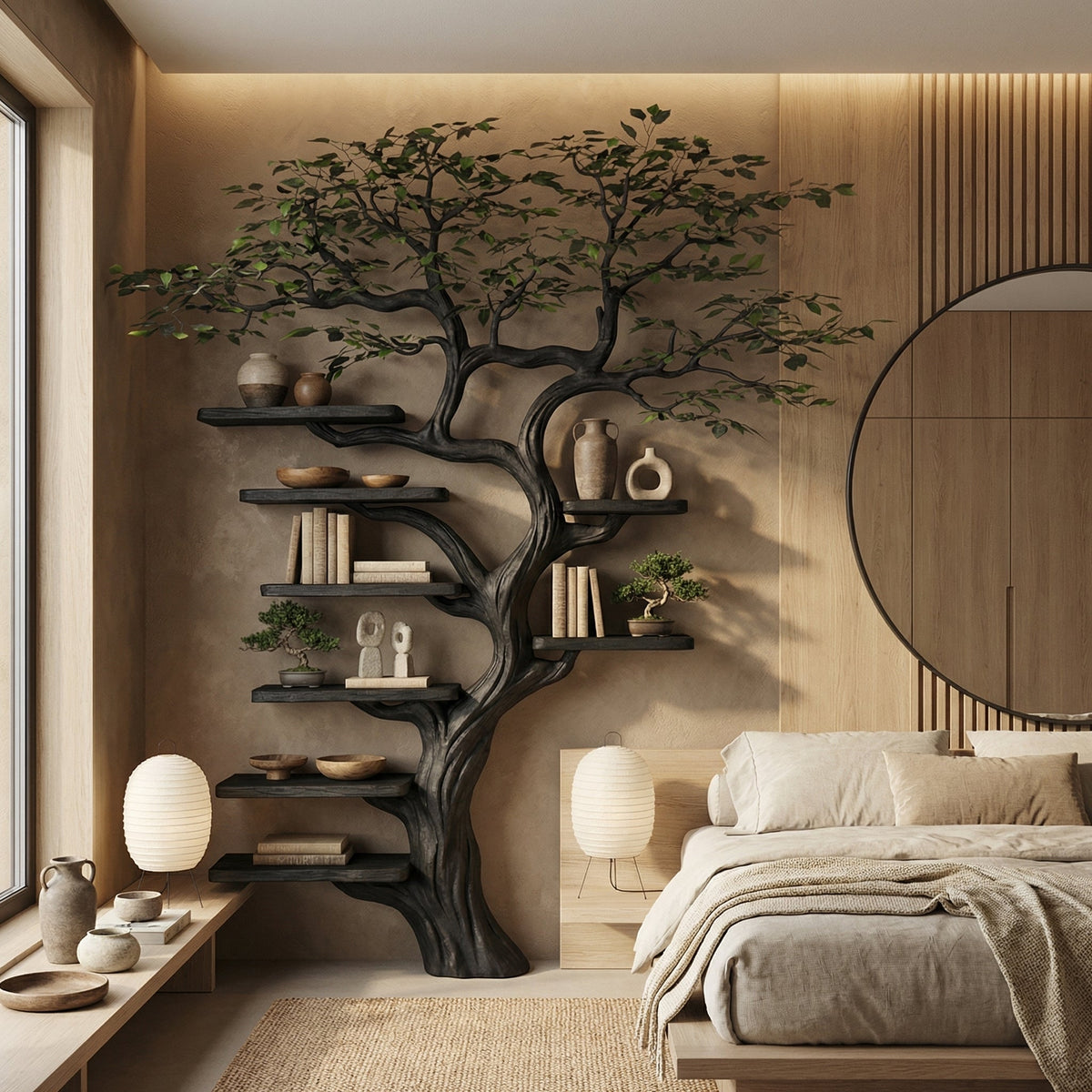 Black Tree Branch Bookshelf Wall Mount Mid Century - view 5