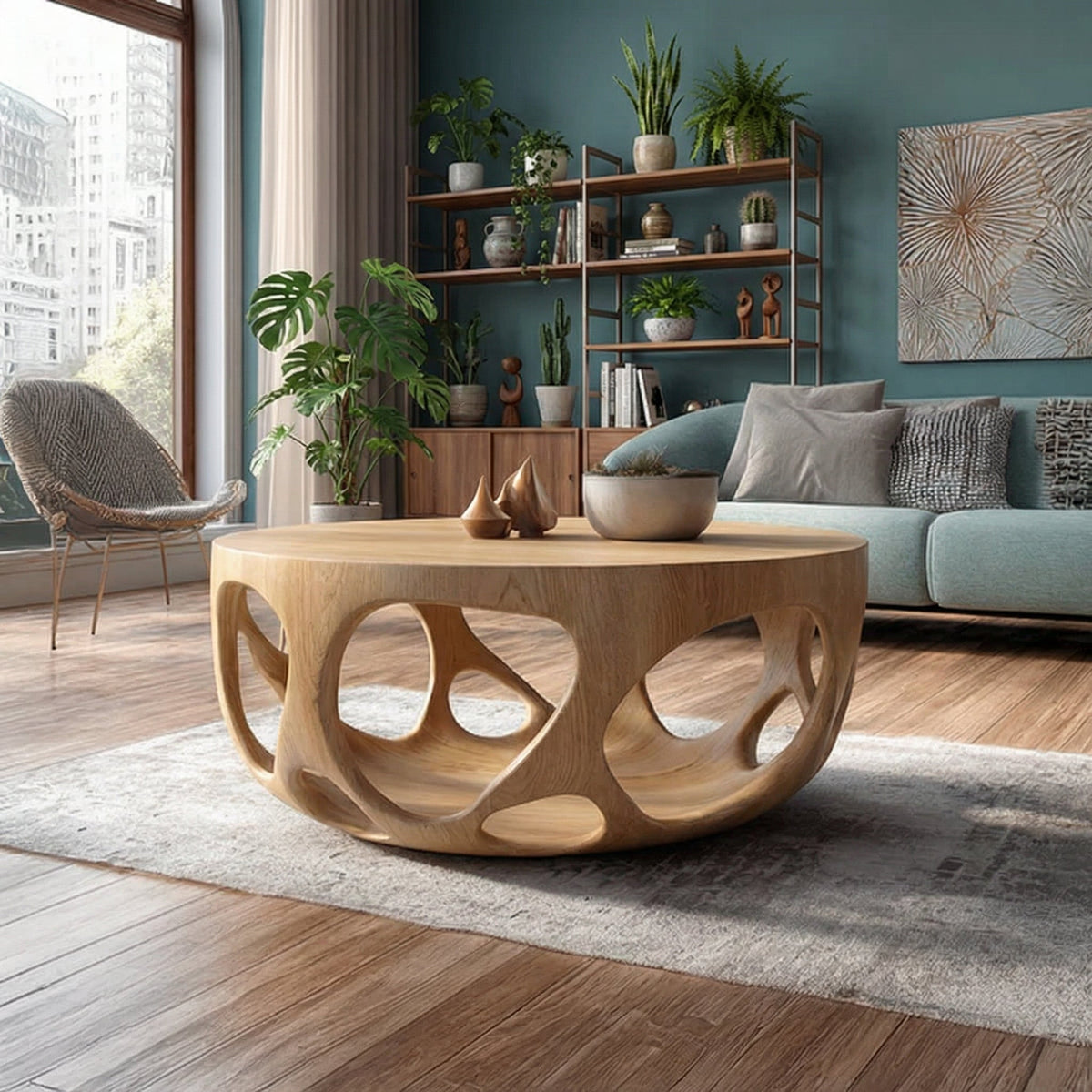 Artisan Coffee Table Natural Wood Farmhouse Gift - view 4