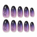 Black to Purple Cat Eye Press On Nails