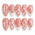 Blush Pink 3D Flower & Pearl Press On Nails