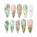 Dragonfly & Pink Flower Press On Nails