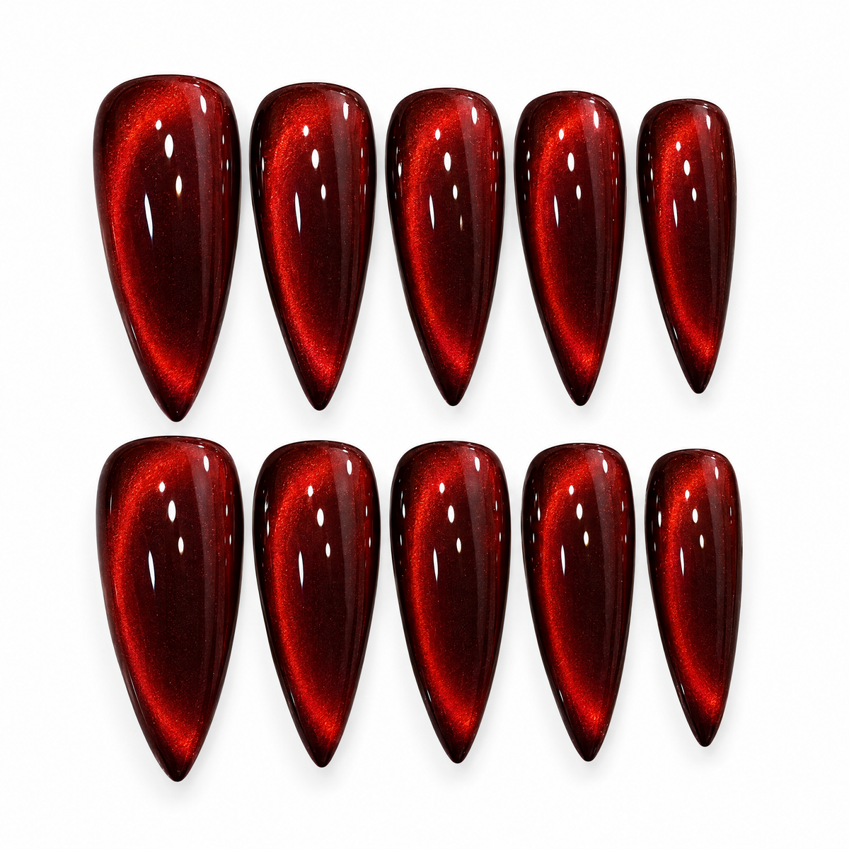 Burgundy Red Cat Eye Press On Nails