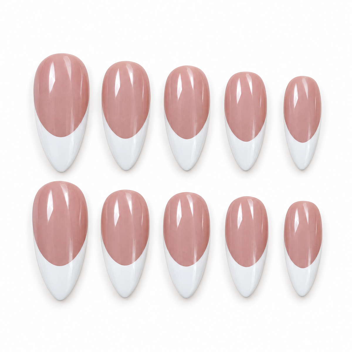 Classic White French Almond Press On Nails