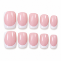 Pink & White Short Square French Press On Nails