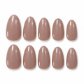 Sheer Taupe Glossy Short Almond Press On Nails