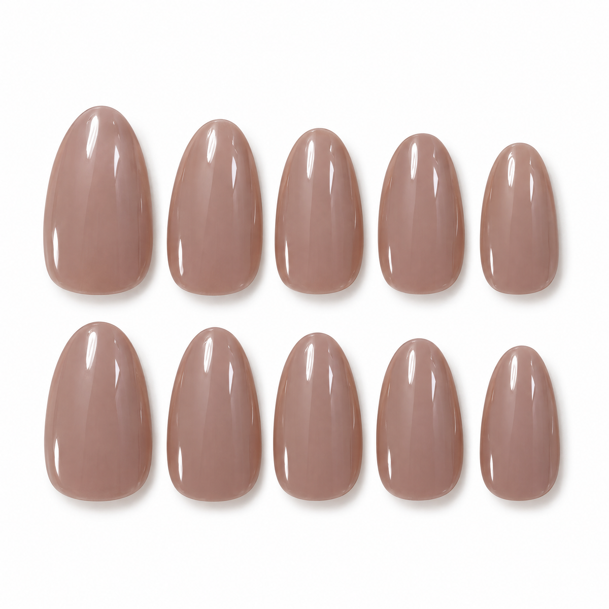 Sheer Taupe Glossy Short Almond Press On Nails