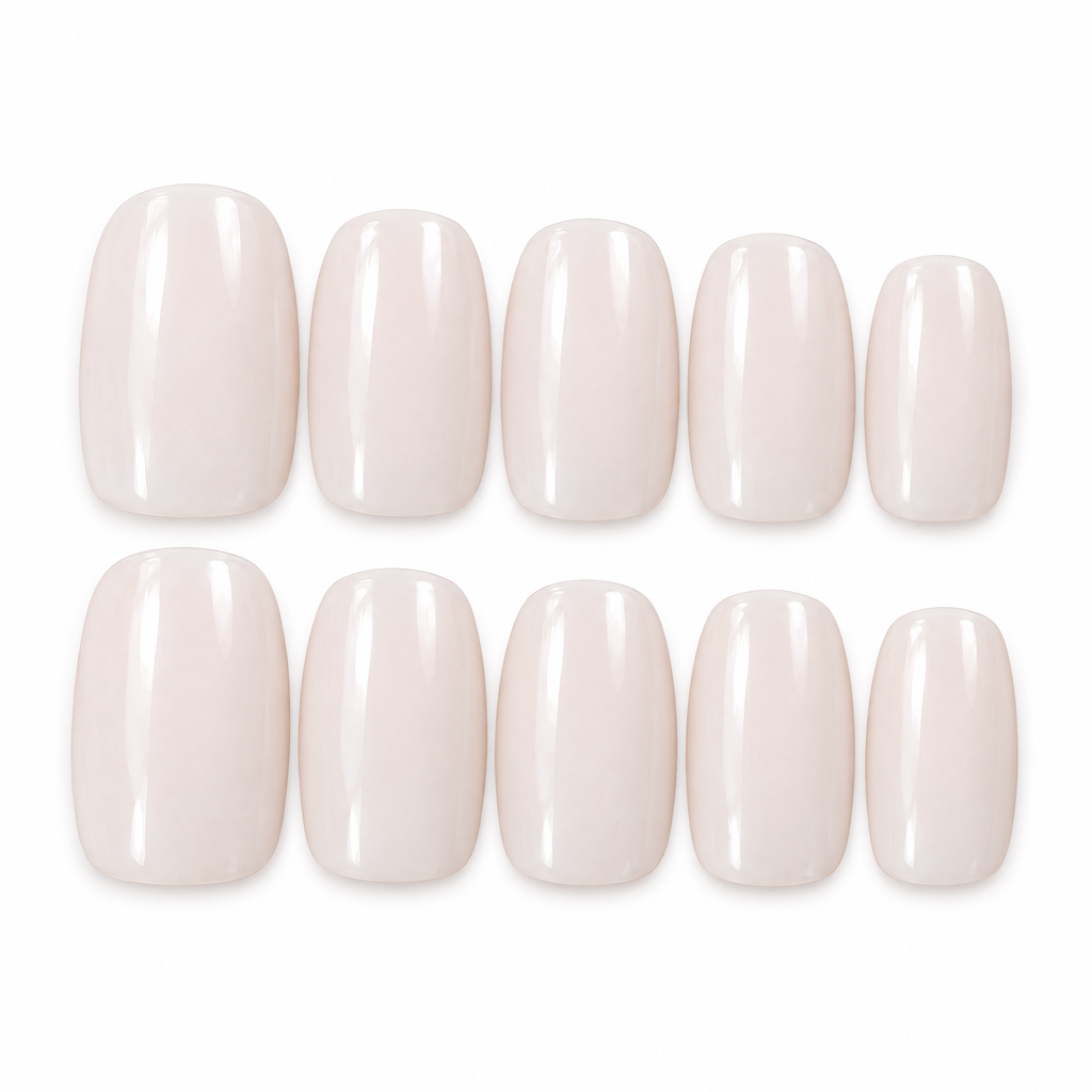 Milky White Short Square Bridal Press On Nails