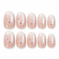Milky Ombre Silver Star Press On Nails