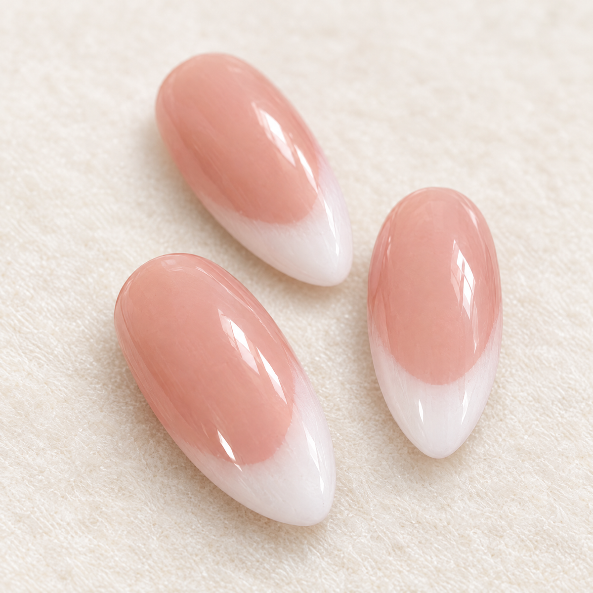 Milky Nude Natural French Press On Nails nail art close-up