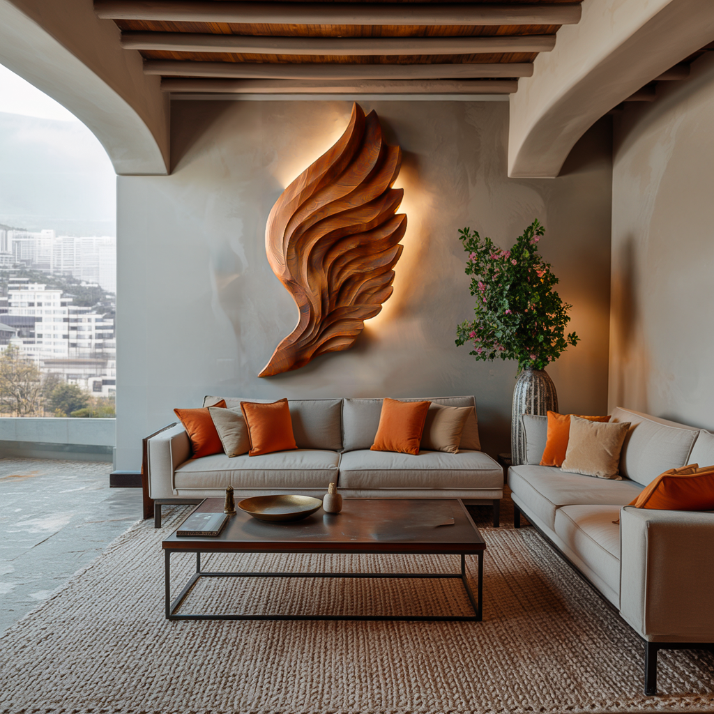 Abstract Wooden Wing Wall Art For Modern Wall Decor - view 2