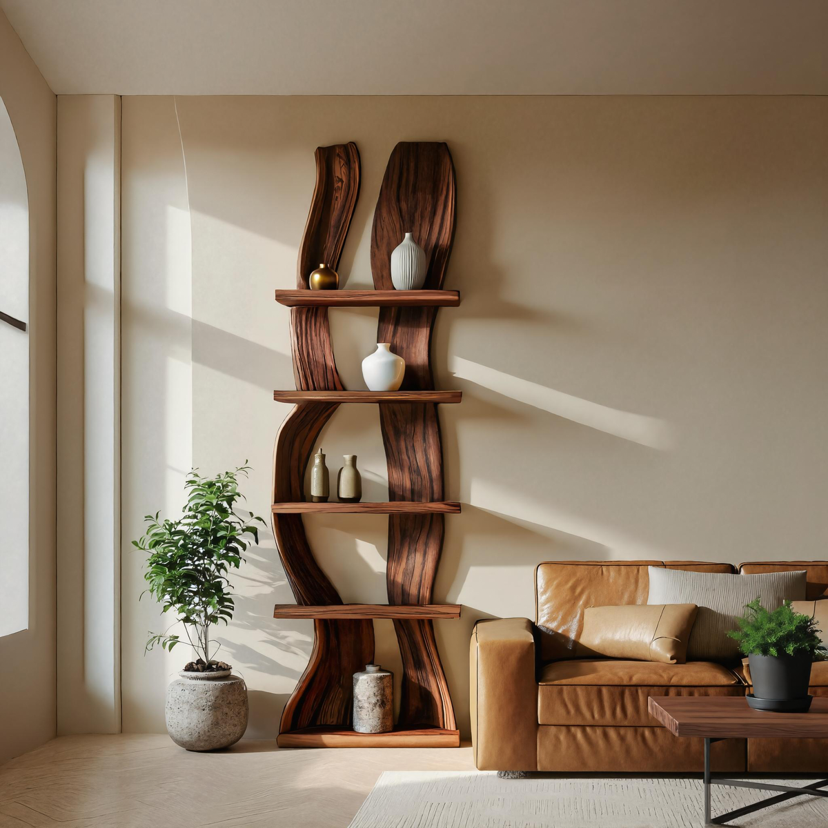 Contemporary Curved Floating Shelf For Living Room Decor - view 3