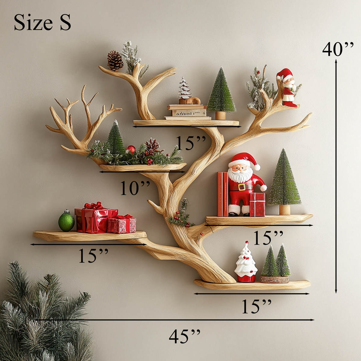 Branch Tree Shelf Floating Corner Shelf Mid Century - view 4