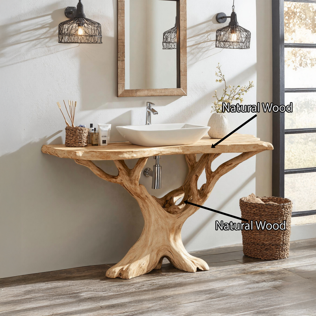 Custom Live Edge Wood Bathroom Vanity For Modern Rustic Bathroom Designs - view 6