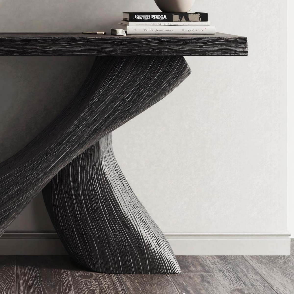 Farmhouse Black Natural Wood Console Table For Dining Room - view 4