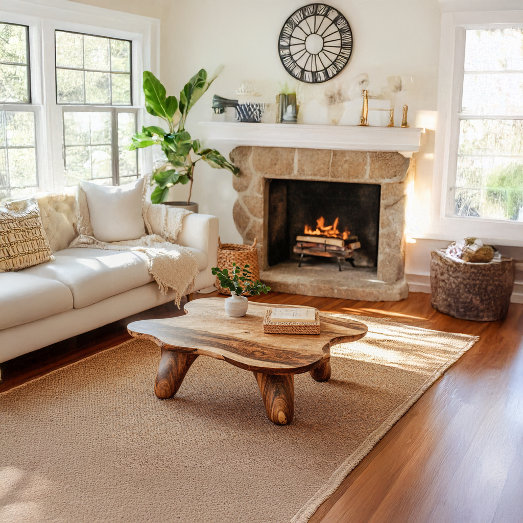 Curved Wood Coffee Table Low Coffee Table - view 2