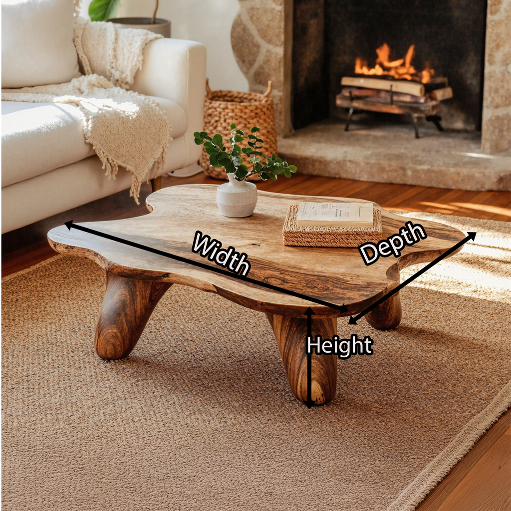 Curved Wood Coffee Table Low Coffee Table - view 6