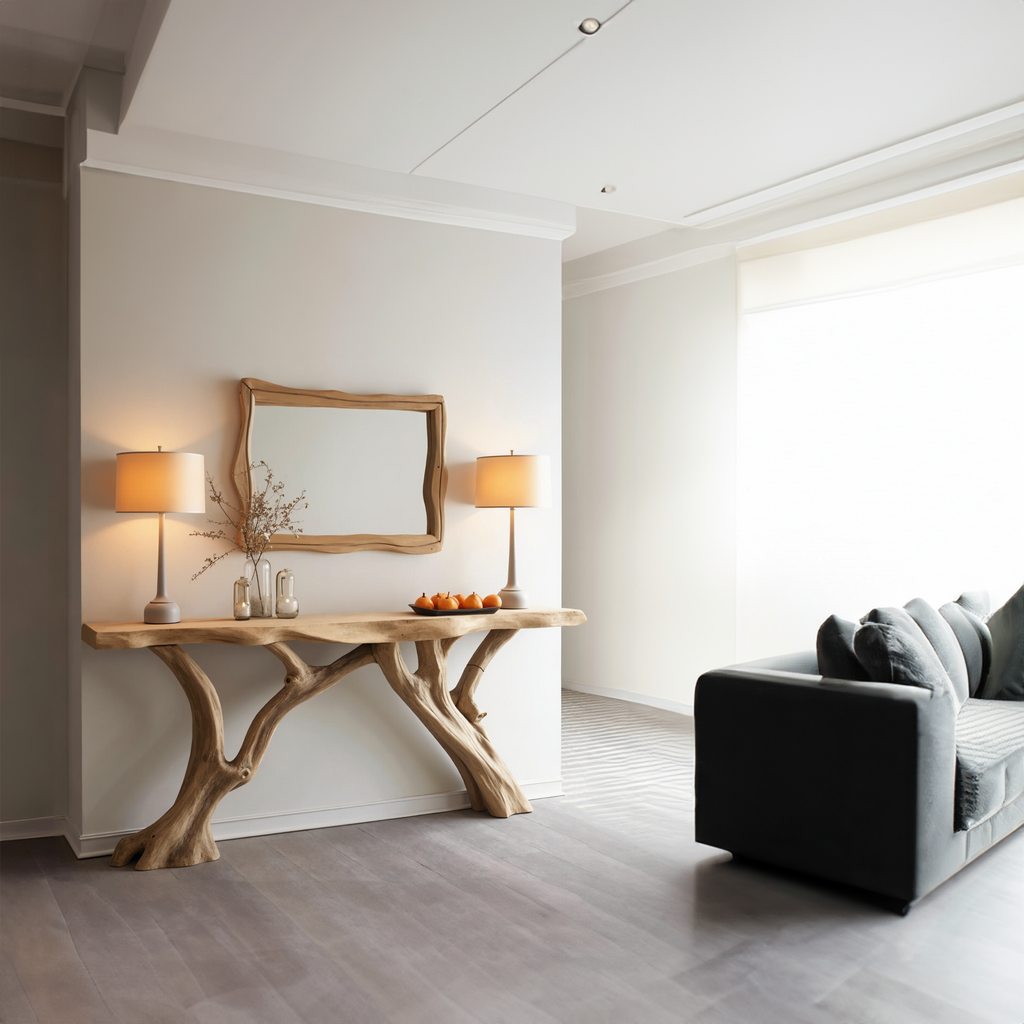 Curved Live Edge Console Table Hallway Table