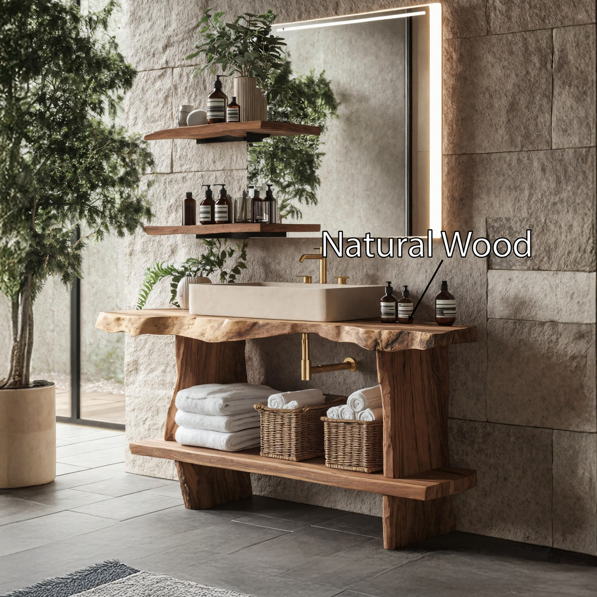 Bathroom Furniture Rustic Vanity With Live Edge Top - view 5